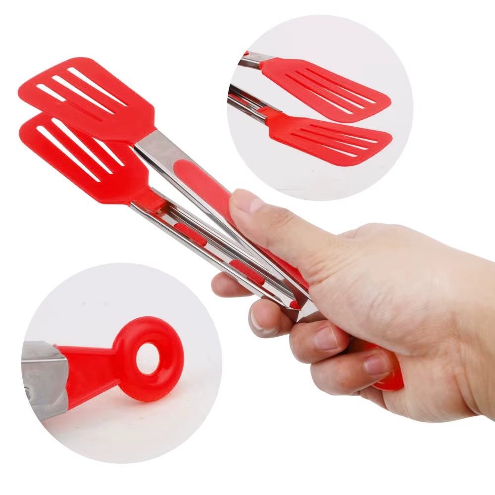 Ferramentas de cozinha pinças de cozinha antiaderentes alça de aço inoxidável utensílio pizza pão bife clipe salada servindo pinças para churrasco