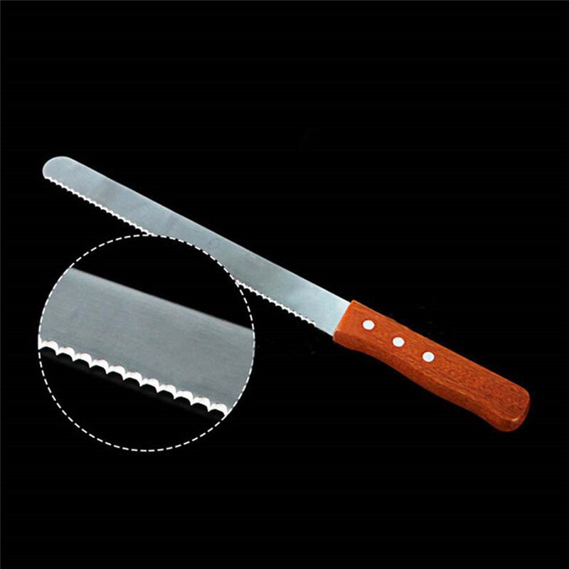 10 tommer takket brødkniv naturligt træskaft skæreknive kageskærer gør-det-selv wienerbrød kiksudskærer køkkentilbehør