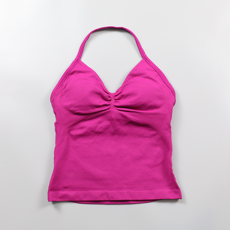 Impact Longline Strappy Top Women Seamless Yoga Tank Tops Scrunch Backless Gym Clothes Padded Workout Athletic Sleeveless Shirts