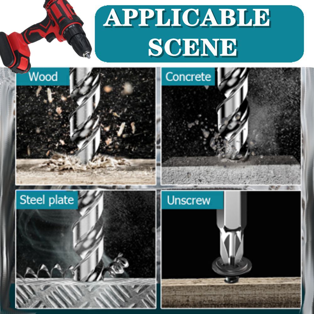 48V 3 in 1 Cordless Impact Electric Drill Hammer Screwdriver 25+3 Turque Power Driver Tools Set with Battery Drill Accessories