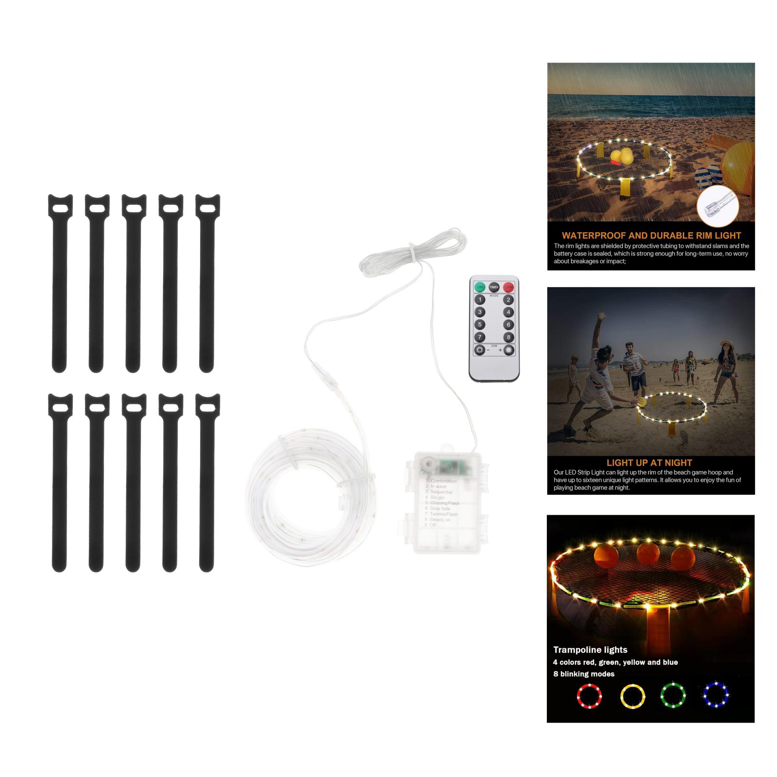 Battery Operated Rope String Strip Lights with 8 Modes Remote Control Dimmable Timer Outdoor Waterproof LED Light for Christmas
