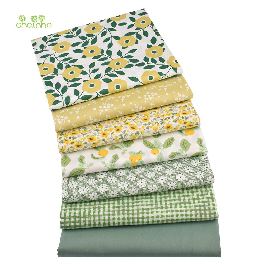 Chainho,7Pcs, Bloemen Serie, Gedrukt Twill Katoen Stof, patchwork Doek Voor Diy Naaien Quilten Baby & Kinderen Materiaal, 40x50cm