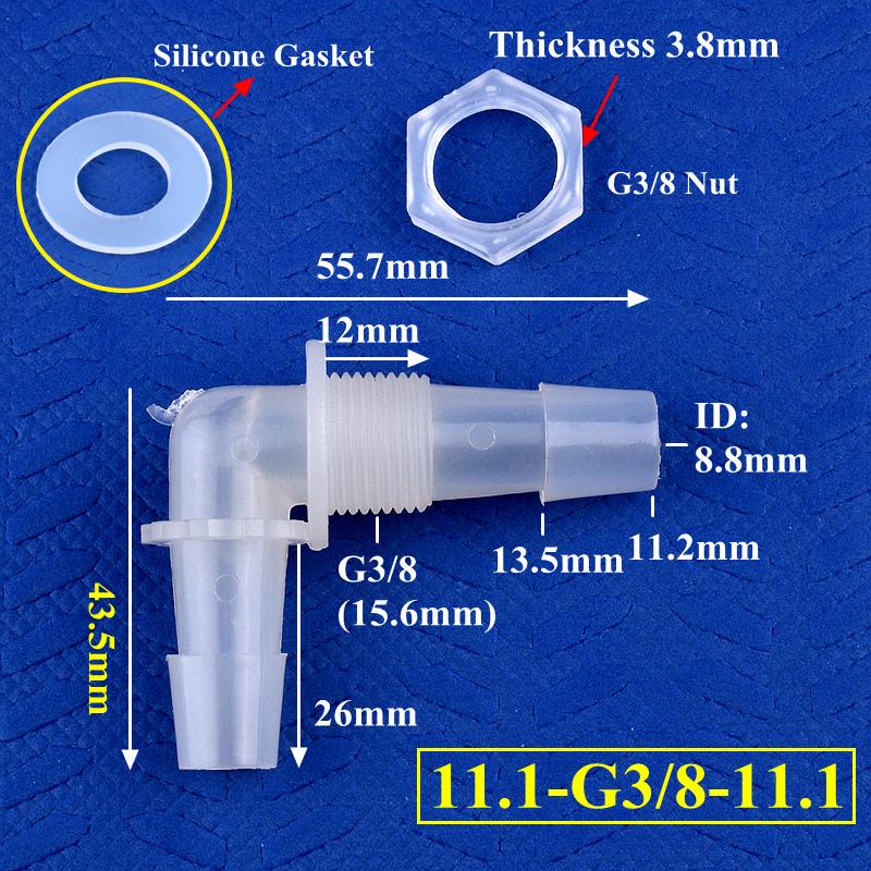 Connecteur coudé perforé pagode + joint en Silicone, adaptateur de réservoir d'aquarium, Joint de tuyau d'eau de jardin M6 ~ G1/2 à 2.4-11.1mm, 5 à 200 pièces: Violet / 1/2 ''