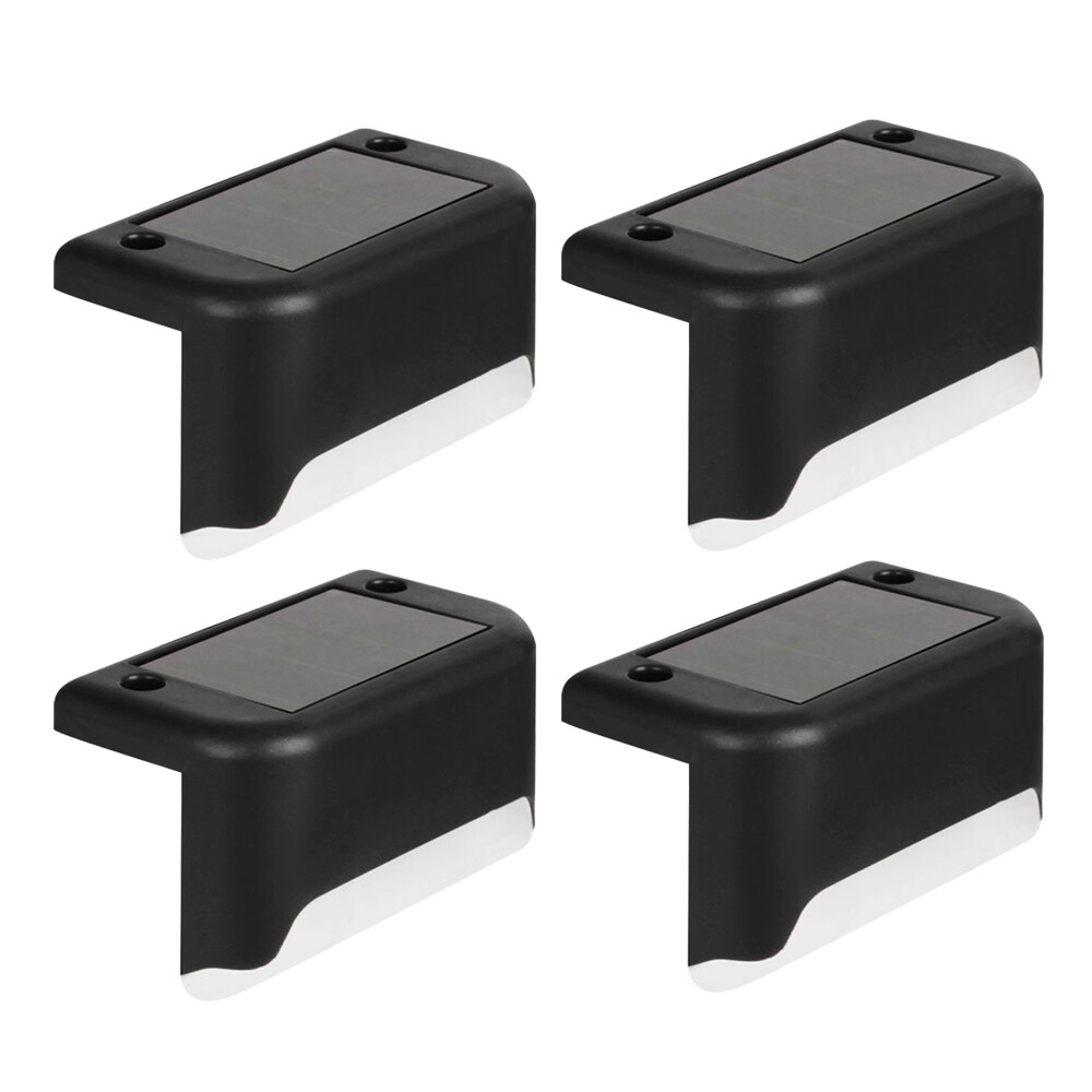 16 stücke Solar- Treppen Lampe Solar- Pfad Lichter 600MAH Ni-Mh Batterie IP65 Wasserdichte draussen Garten Lampe Für Weg Garten terrasse Treppen: 4Stck Schwarz Hülse / warm Weiß