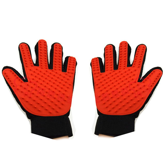 Pflege Handschuh für Hunde Kamm Handschuh für Haustier Katze Finger Reinigung Massage Handschuh für Ebene Pflege Haustier Hund Haar Deshedding pinsel: Rose / Rechts Hand 1pc