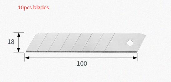 ELECAL Utility knife Stainless steel Blade Snap Off Retractable Paper Box Cutter Screw Slef-lock Non-slip: 10pcs blades