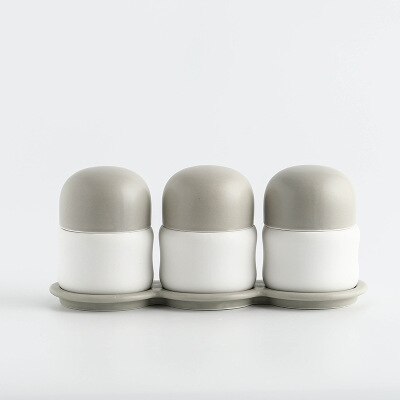 Eenvoudige stijl keramische kruik schattige porseleinen peper- en zoutstrooiers kruik restaurant huishouden: Grijze set