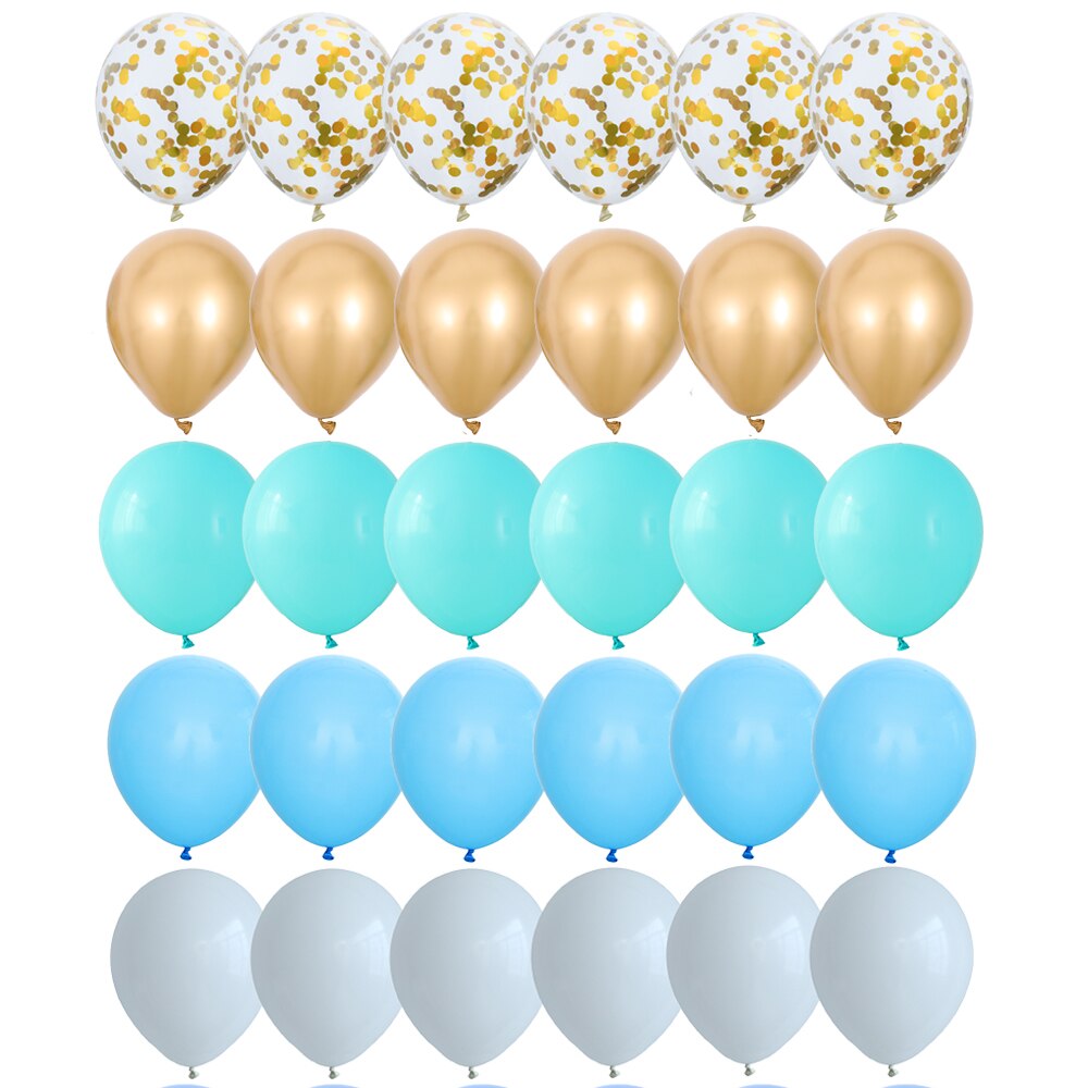 30pcs Tiffany Blue Balloons Set Chrome Metallic Latex Balloon with Confetti Balloons Wedding Birthday Party Decor Baby Shower