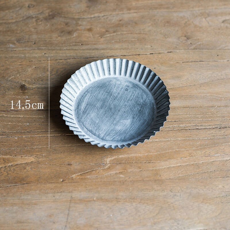 Plato de postre de hierro forjado, platos nórdicos Vintage para fruta, platos de pastel desgastados de Metal, bandeja de pastelería para té de la tarde, decoración de boda: 14.5cm