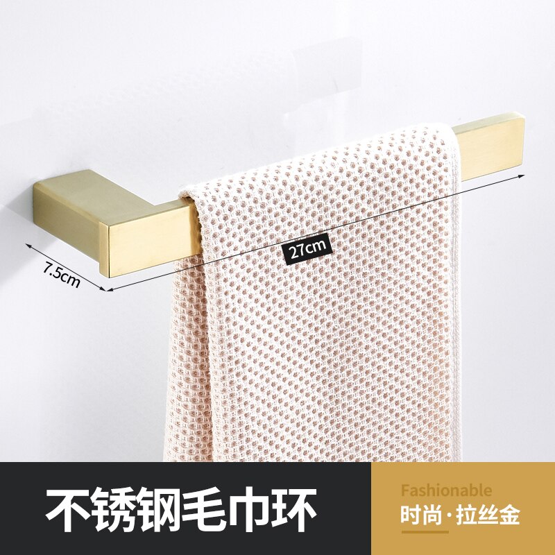 Double porte-serviettes mural en acier inoxydable, accessoires de salle de bains carrés en or brossé, porte-papier hygiénique moderne pour brosse de toilette