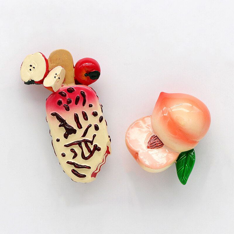 Simulation food 3D fridge magnets magnetic refrigerator paste fruit bread dragon fruit Hami melon ice cream egg home decoration