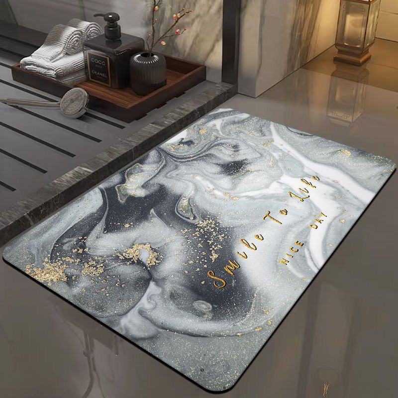 Alfombra de barro de diatomeas con estampado de mármol moderno, alfombra absorbente de secado rápido para bañera, accesorios decorativos para puerta de entrada y baño, 1 ud.: 45X140CM / YELLOW