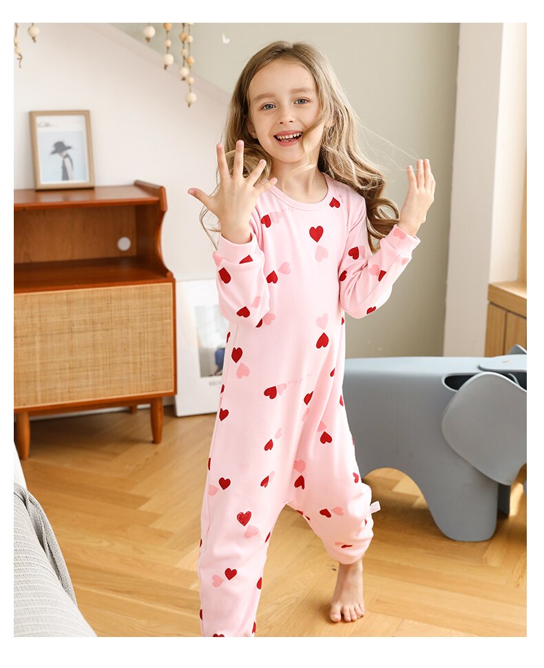Ihana yksiosainen haalari pyjamat tytöille pehmeä puuvilla lämmin pitkähihainen yöpuku syksy talvi lasten yöasut kotivaatteet