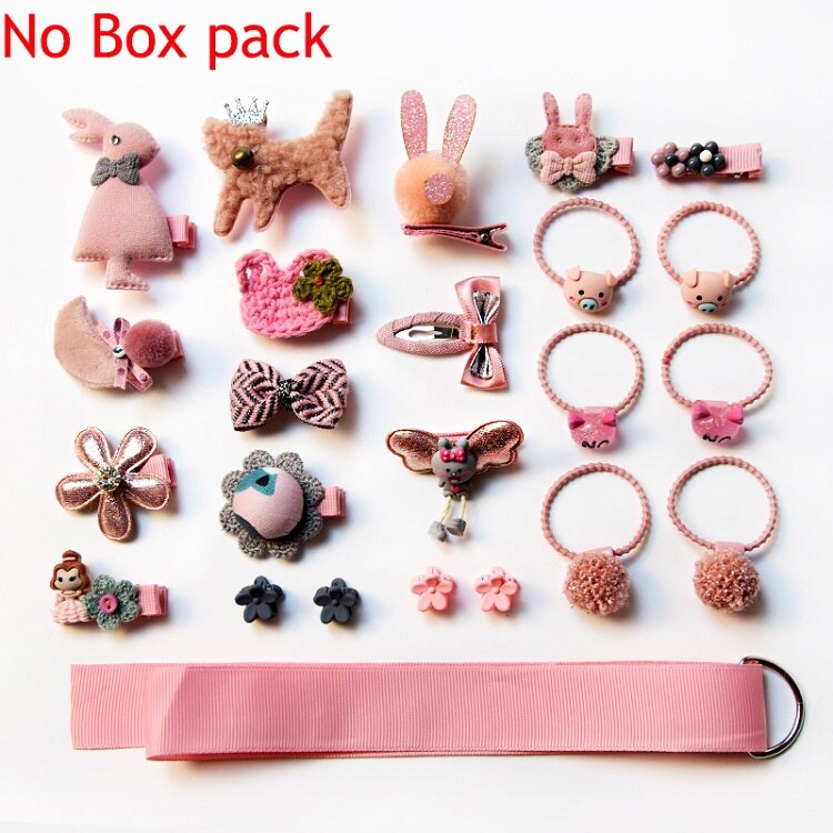 18/24 Stks/set Baby Haar Clips Haarband Bows Baby Girl Haaraccessoires Hoofdband Meisjes Chiffon Cartoon Haarspeldjes Elastische Haar band: 24 Pcs-pink