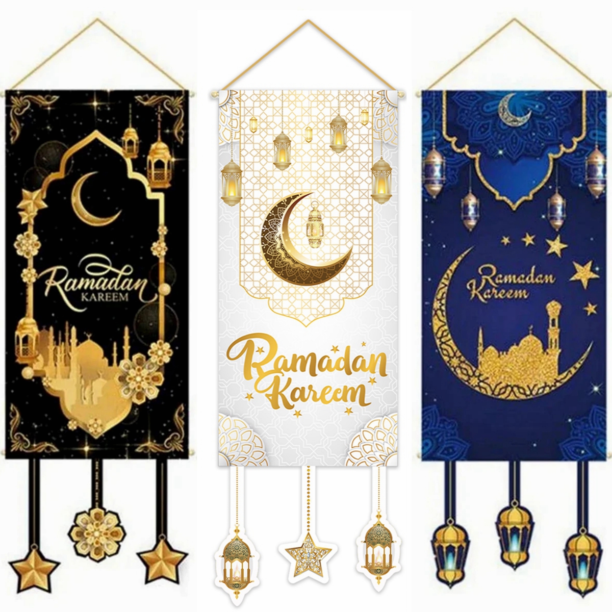 Eid mubarak pendurado bandeira ramadan decoração para casa 2025 ramadan kareem islâmico muçulmano fontes de festa eid al adha presentes