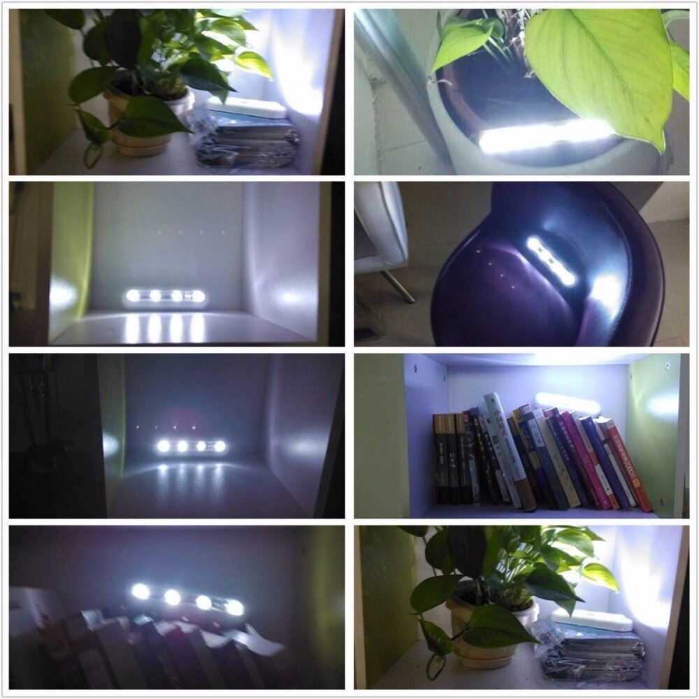 Lightinbox impostato di 2 FAI DA TE Bastone-in poi Ovunque 4 portato tocco Attivato rubinetto Spingere Bianco Luce di Notte Alimentato A Batteria operato