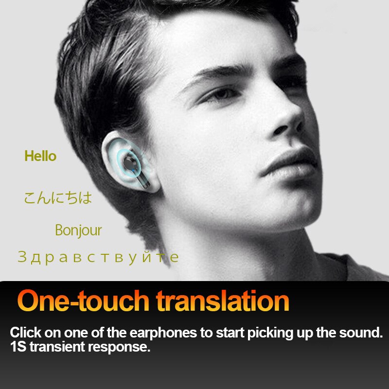 Draagbare Vertaling Hoofdtelefoon 80 Talen Instant Vertalen Smart Voice Vertaler Draadloze Bluetooth Vertaler Oortelefoon