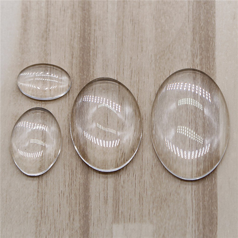 10x14mm 13x18mm 18x25mm 20x30mm owalny szklany kaboszon Cameo przezroczysty przezroczysty płaski tył do tworzenia biżuterii