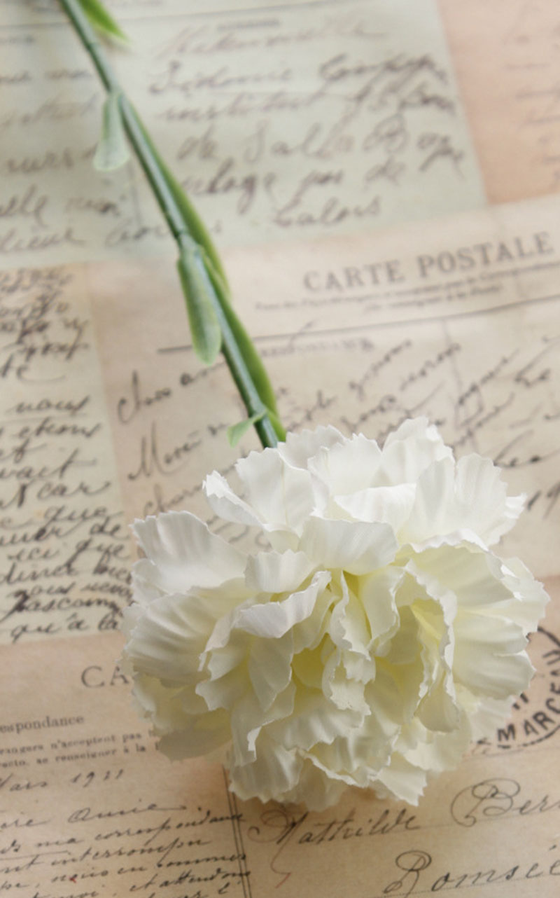 5pcs of silk Carnation 50cm Artificial flowers bouquet for mother&#39;s valentine birthday party garden room decor: White