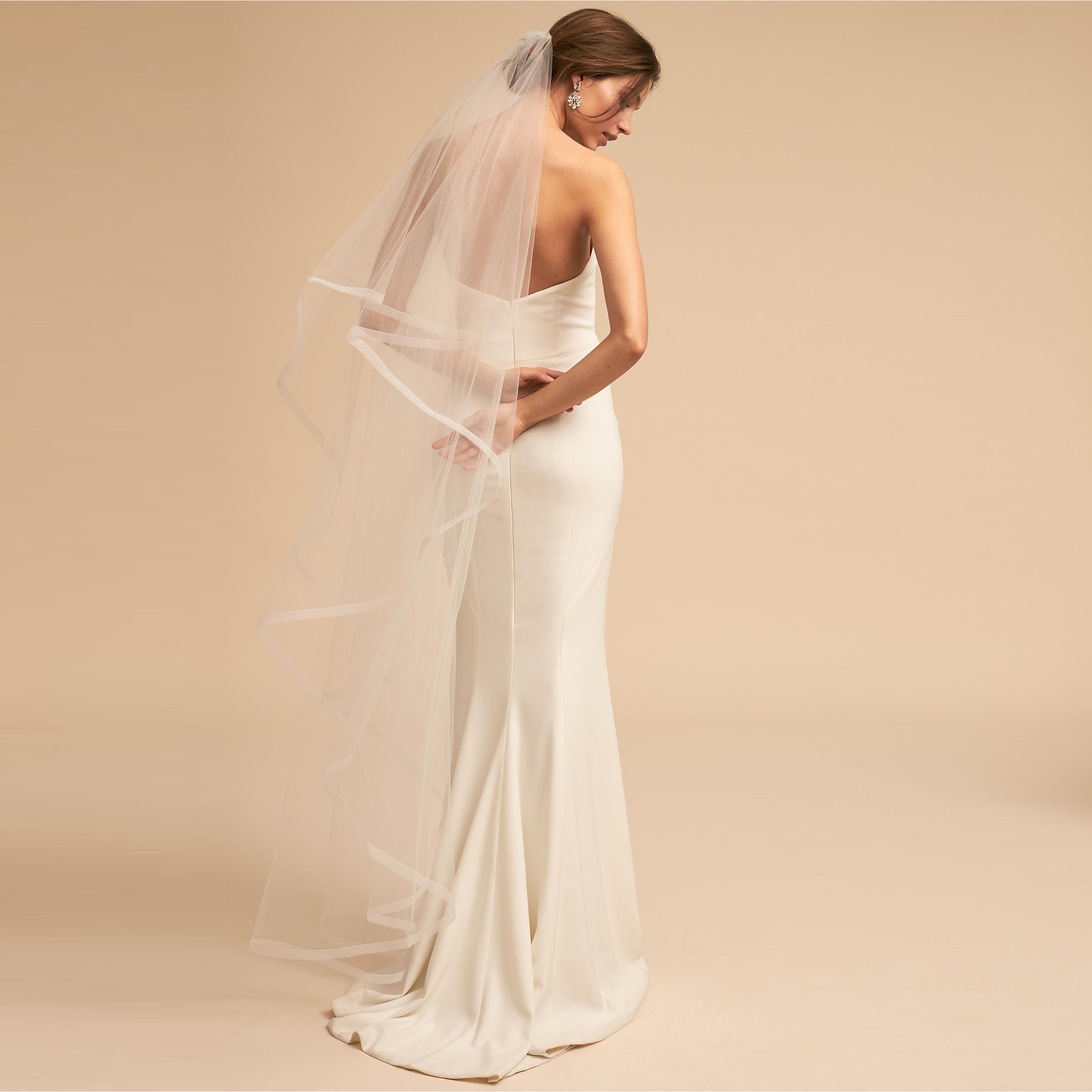 Simple Long Wedding Veil Two Layer Bridal Tulle Veils with Comb Wedding Accessories velo de novia largo