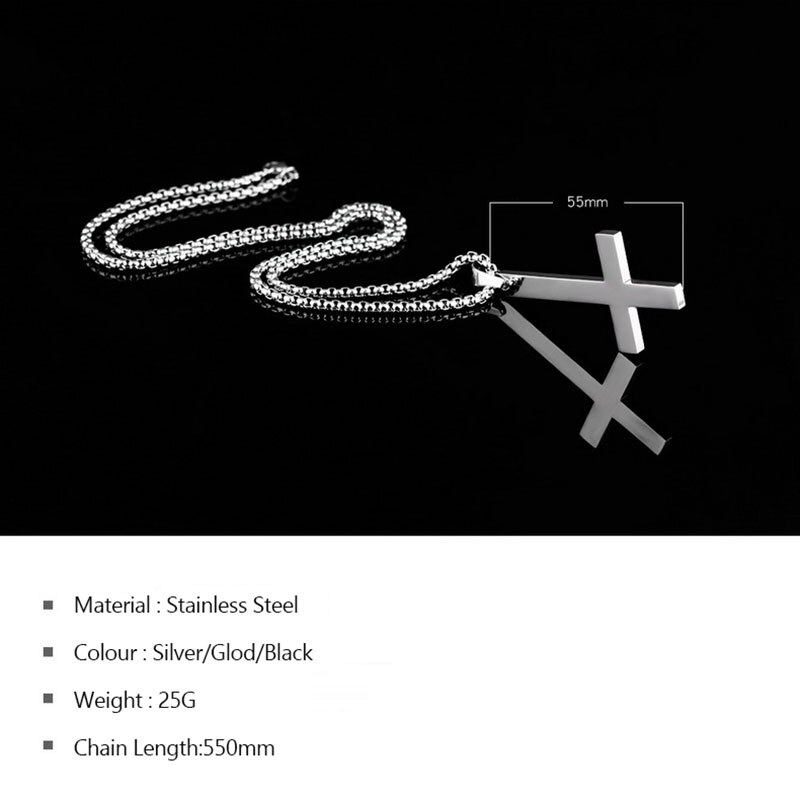 Collares con colgante de Cruz de Jesu de pie boca abajo para hombres collar de oración de acero inoxidable joyas de religión masculina al por mayor GJ-06