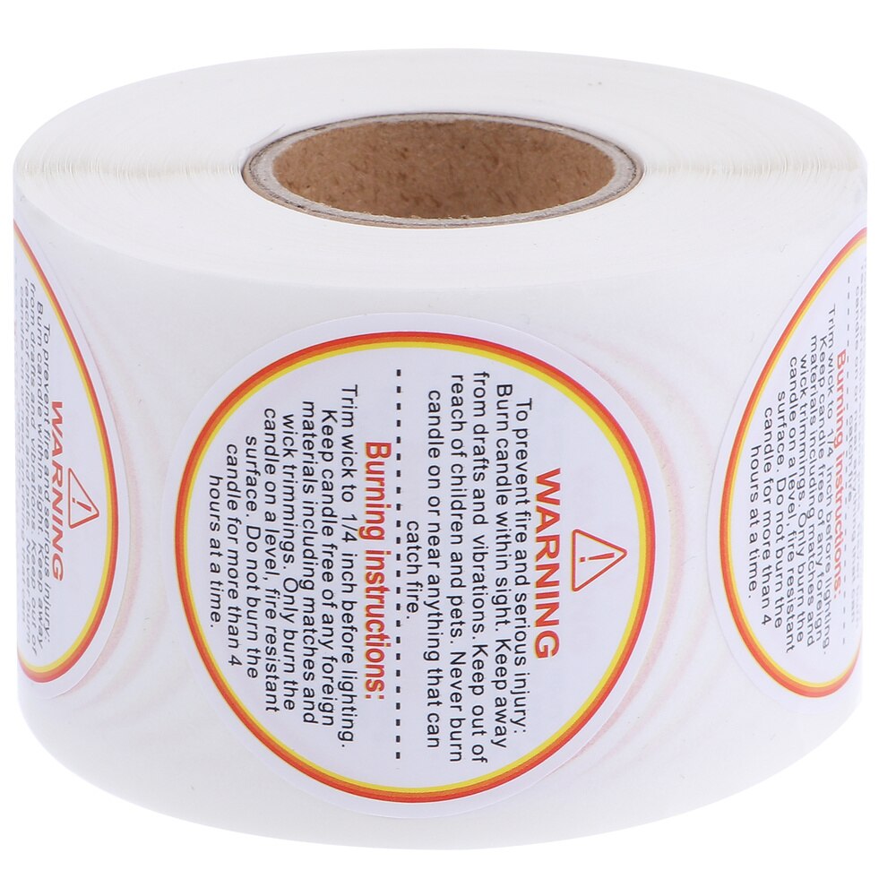 500Pcs Candle Warning Sticker Label Removable Safety Decals for Candle Jar