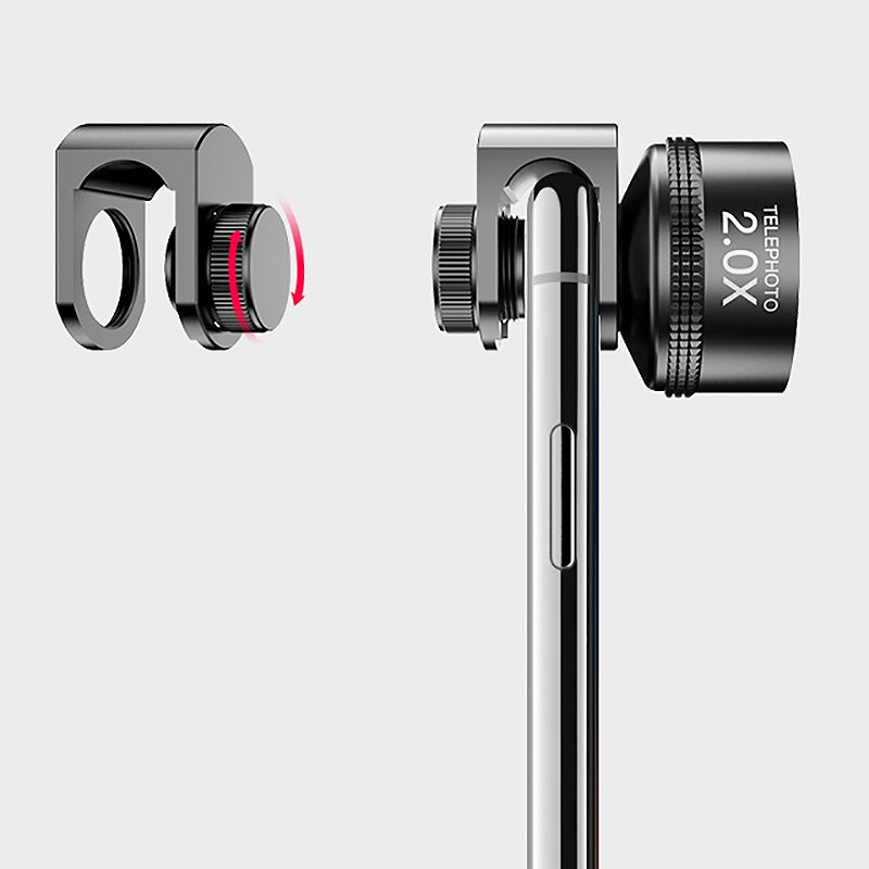 4-In-1 Draagbare 180 ° Fisheye + 120 ° Groothoek + 20X Macro + 2.0X Teleconverter lens Kit Met Clip Voor Mobiele Telefoon