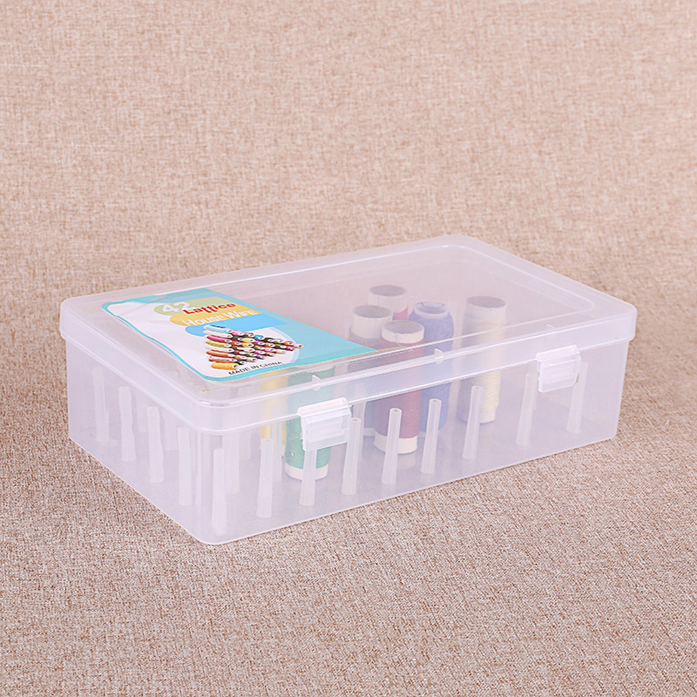 Sewing Thread Storage Box 42 Pcs Yarn Holder Craft Bobbins Organizing Case Large Capacity Sewing Thread Box With Trays Pole