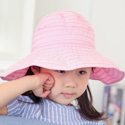 BINGYUANHAOXUAN Meisjes Grote Rand Zonnehoed Golvend Strand Strohoed Leuke Zon Cap: pink