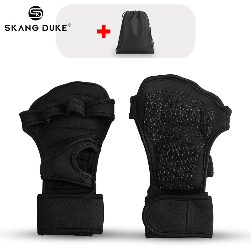 Kuntosalikäsineet painonnostoharjoittelukäsineet fitness miehille fitness käsineet nahka crossfit käsineet miesten guantes kuntosali rannekääreellä: Ei logoa / M
