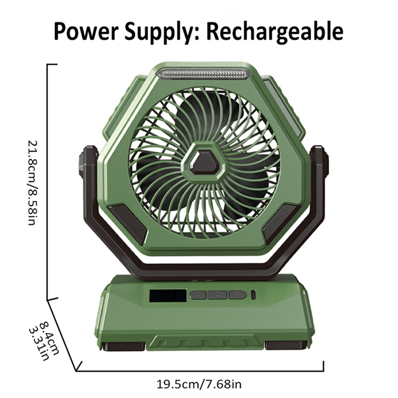 Outdoor Camping Fan 6000Mah Rechargeable Ceiling Oscillating Fan Portable Air Conditioner Air Cooler With Lighting Durable -B