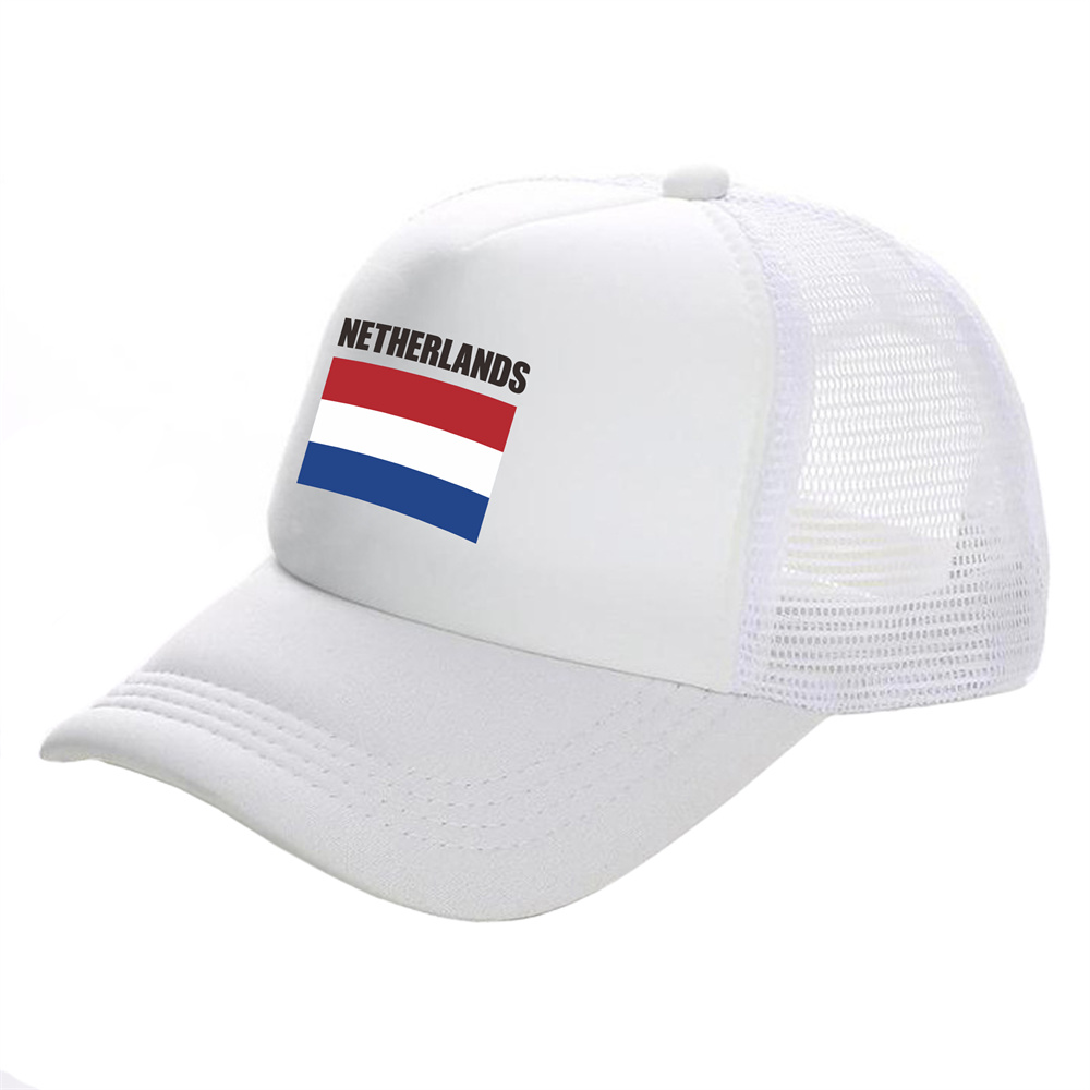 Netherlands Trucker Cap Men Nl Nld Holland Netherlands Hat Baseball Cap Cool Summer Unisex Mesh Net Caps: WHITE