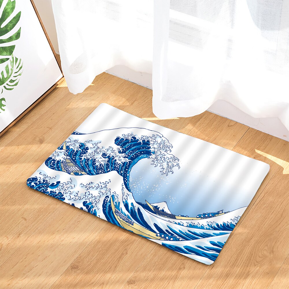 45*75CM Mediterranean Ocean Beach Style Bathroom Carpet Bath Mat Set 3D Printed Bathroom Floor Carpet Toilet Rugs WC Doormat: Clear / 500MMx800MM