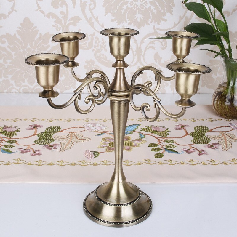 Metal Silver/Gold Plated Candle Holders 7-Arms Stand Zinc Alloy Pillar For Wedding Portavelas Candelabra