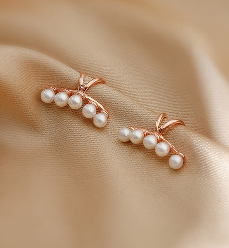 1 paar schick Perlen wickeln Earcuff Clips Ohrringe Elegante Nicht Ohr See Knorpel Clip auf Ohr Knochen Manschetten für Frauen mädchen: Gold Farbe