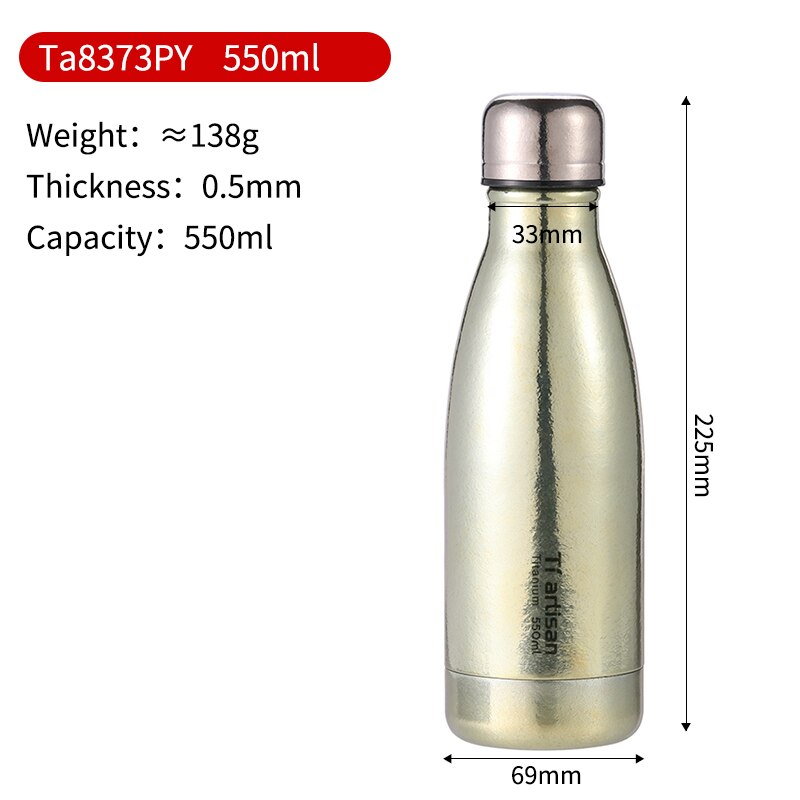 Titanium Licht Wandelen En Kamperen Fles Herbruikbare Lekvrij Ongeïsoleerde Titanium Water Kolf Coke Fles 550Ml Reizen Buiten: Ta8373PY