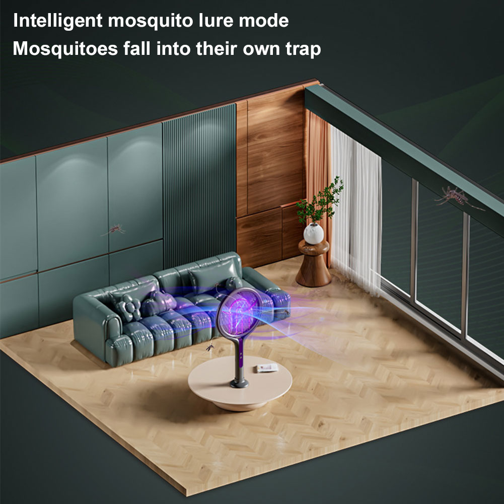 Rotating Head Electric Fly Swatter Rechargeable Fly Zapper 2 in 1 Fly Killer and Mosquito Trap Lamp for Indoor and Outdoor