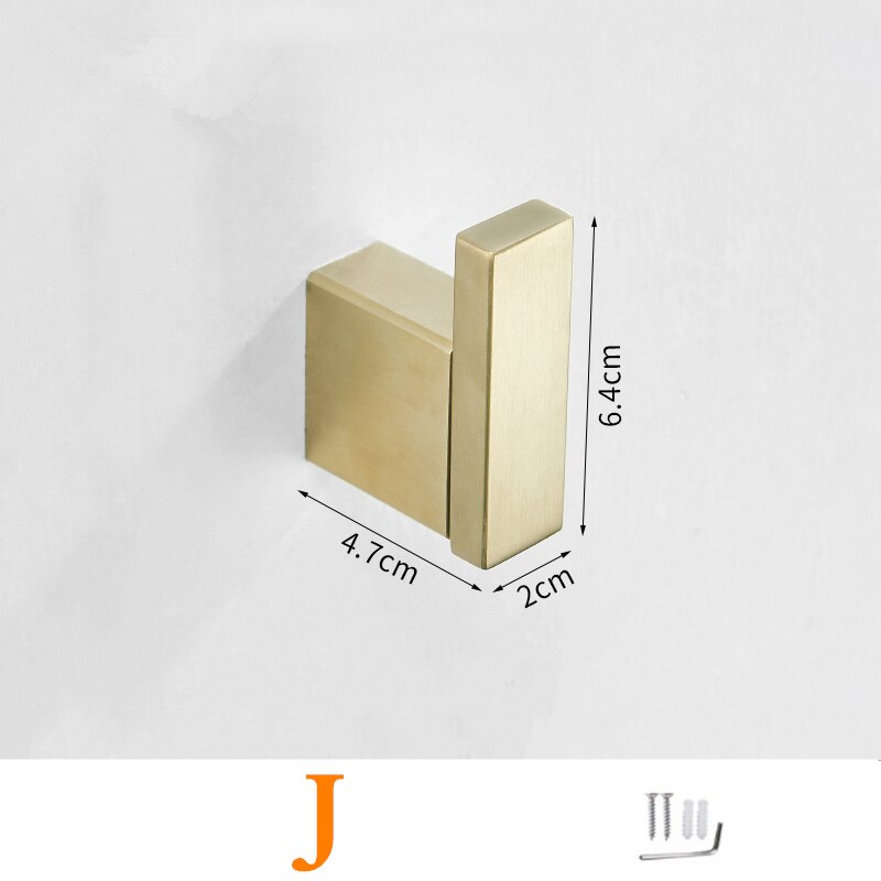 Stainless Steel Brushed Gold Robe Hook Wall Mounted Towel Hook Clothes Hook Bathroom Kitchen Door Hook Hardware: J