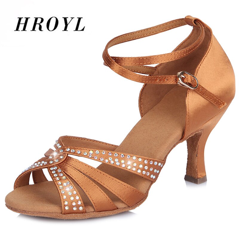 Ladies Latin dance shoes exquisite satin diamond ballroom Tango dancing shoes for Women/Girls Competition Practice