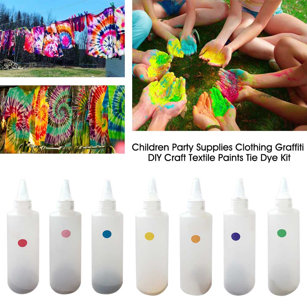 Med handskar student giftfria kläder graffiti pigment slips dye kit konst borste pyssel hantverk gummiband textil färger barn