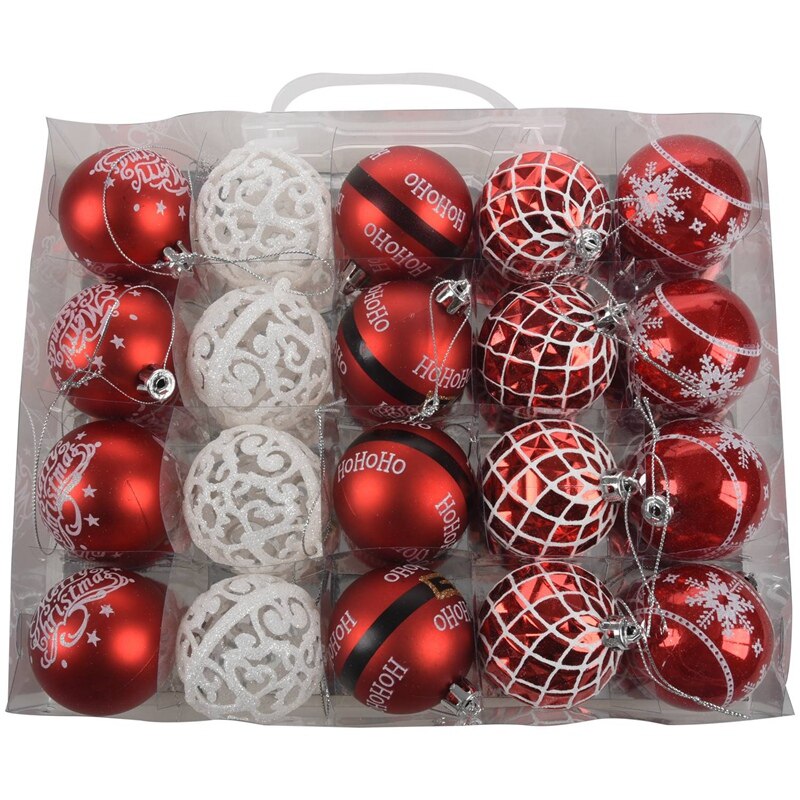 20Pcs 6Cm Kerst Xmas Tree Bal Snuisterij Opknoping Thuis Party Ornament Decor Hanger Opknoping Home Decoratie Bal Voor party: Red