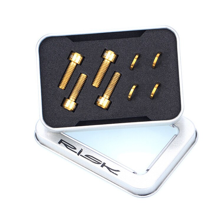 4 Pcs M6x18 Fiets Schijfrem Klem Bout Met Concave Pakking Pak Suite Voor Slx Xt 3 Kleuren Fiets Apparaat vaste Schroef Bouten: 18mm Golden
