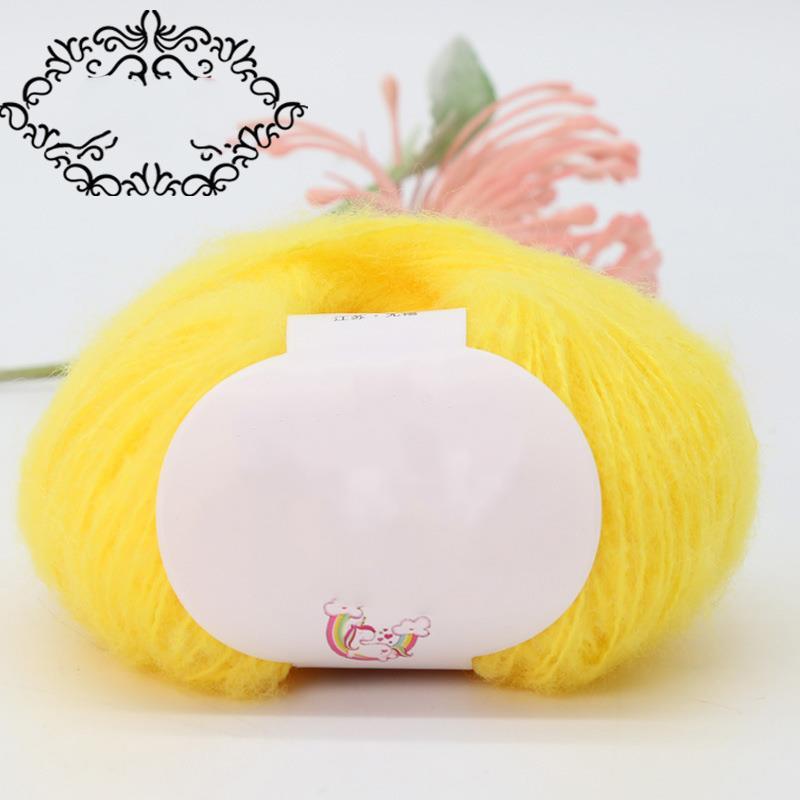 Hilo de Mohair, hilo de bola, hilo fino, suéter para bebés y niños, bufanda, chal, cableado, ganchillo, bolsa de Material tejido DIY: Marfíl