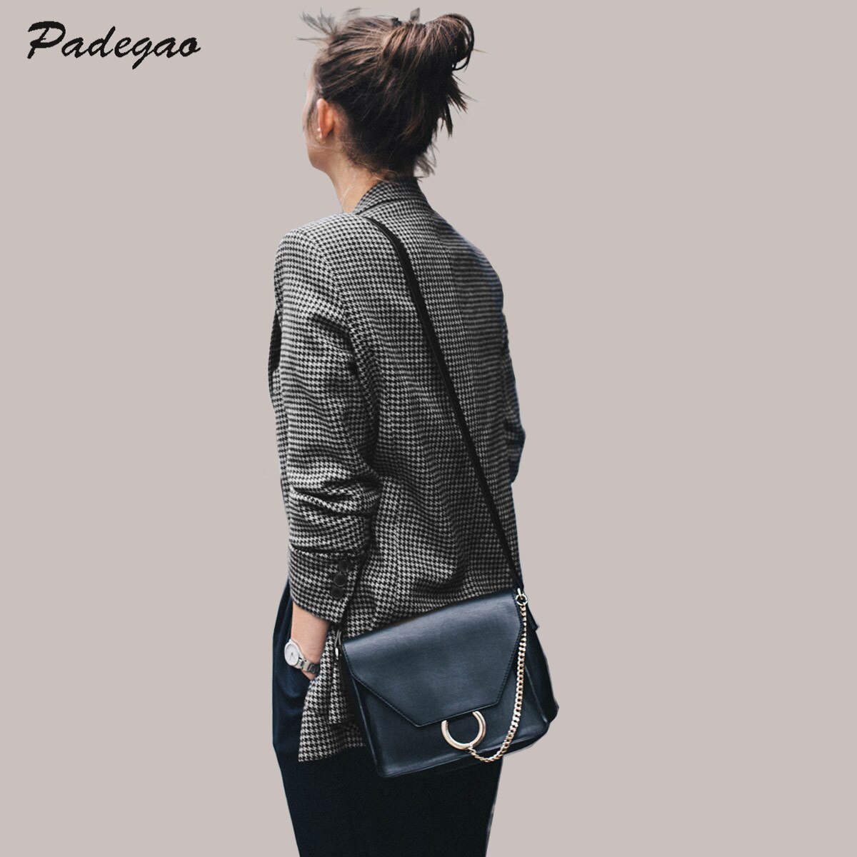 AEL-traje informal para mujer, abrigo a cuadros, ropa de otoño, urbana, ,