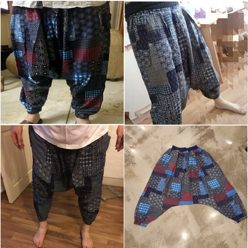 Mænd mandlig hip hop baggy cross bukser harembukser print mønster elastisk talje ankel løs længde bukser afslappet cool