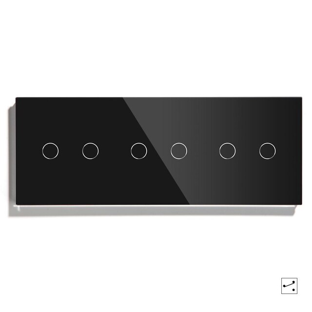 Bseed 6 Gang Touch Dimmer 228mm Light Dimmer Switch Crystal Class Panel Switch White Black: Black