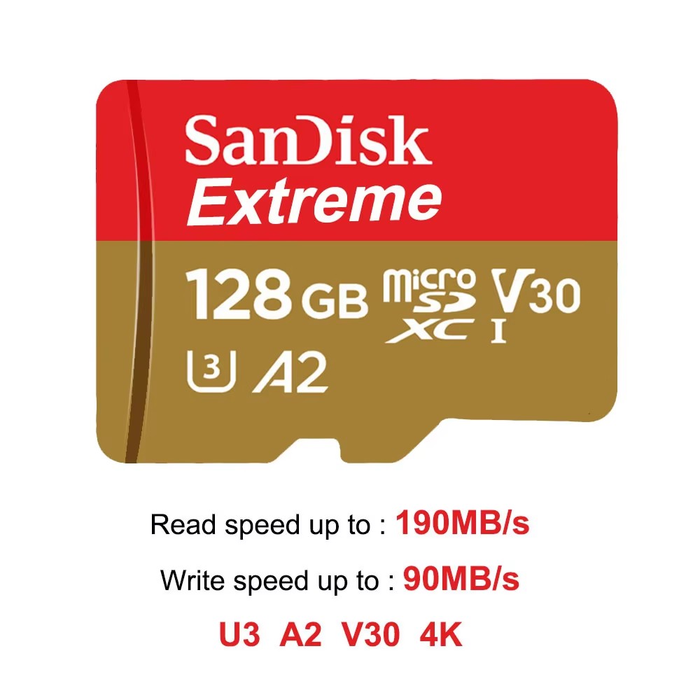 Sandisk Micro SD Card Original Extreme A2 V30 U3 SDXC Flash 32GB 64GB 128GB 256GB MicroSD Card 190MB/s TF Card for Phone Tablet: 200GB