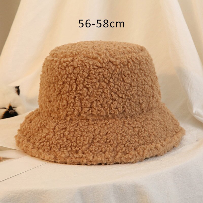 Pure Color Japanese Style Hat For Men Women Unisex Bucket Hats Keep Warm Autumn Winter Fisherman Hat Artificial Fur Caps