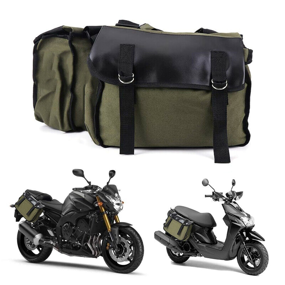 Motorcykel cykelsadel taske motorcykel bageste rygsæk saddlebags equine rygsæk lærred bagage vintage taske: Default Title
