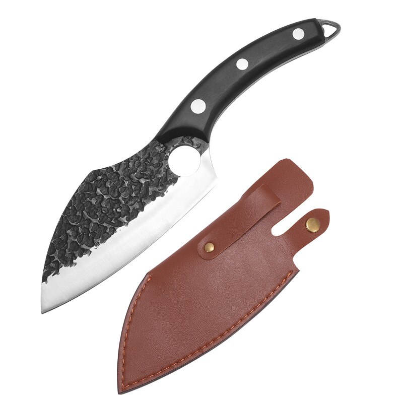 Sharp Blade Steel Kitchen Boning Knifes Fish Filleting Knife Meat Cleaver Butcher Knife Cooking Tools: Black Knife E cover